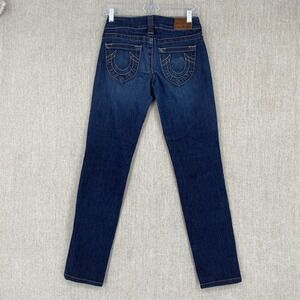 True Religion Jeans Women 25 Blue Casey Low Rise Skinny Denim USA Embroidered